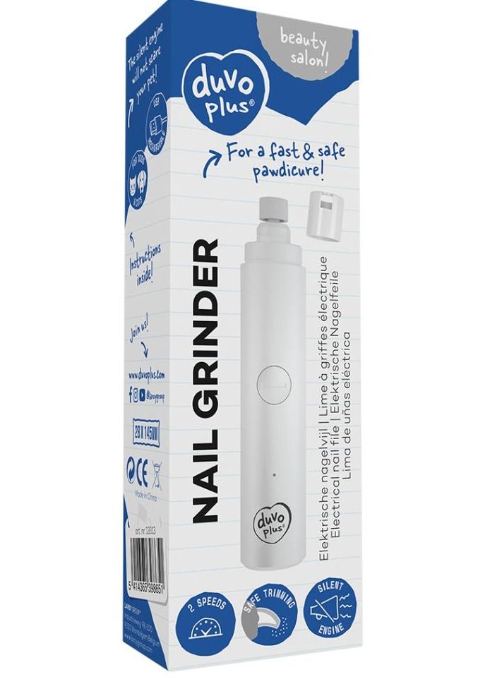 Duvo + مبرد أظافر كهربائي للحيوانات الأليفة 14,65x2,8x2,8 سم أبيض - Image 1