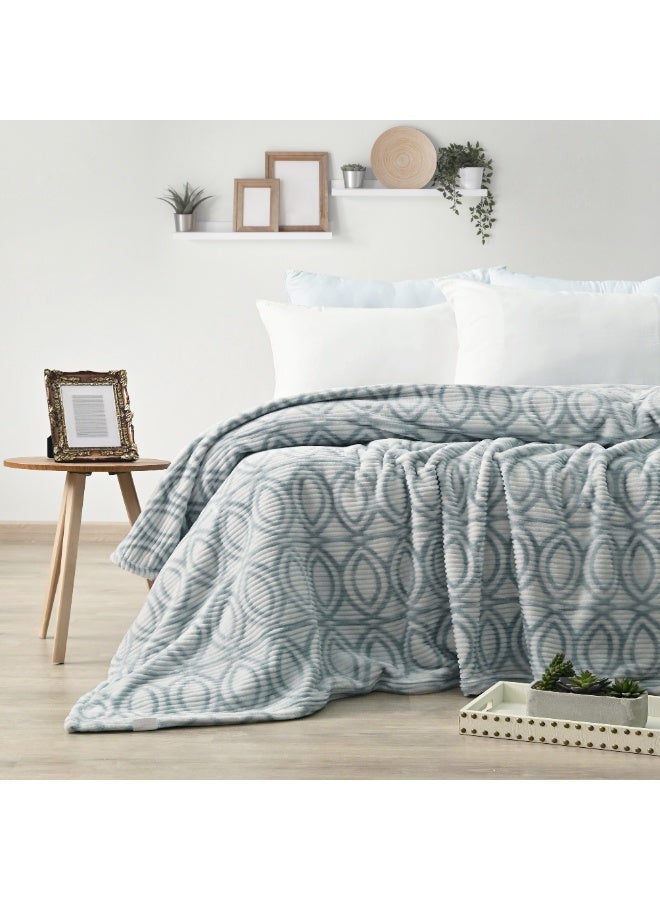 Morano Fluffy Blanket Printed Model 220X240Cm Ultra Soft Polyester Lightweight Cozy Warm Throw Textured Stripe Design Sofa Bed Cover Comfortable Fleece Winter Blanket, for Home and Bedding - Image 2