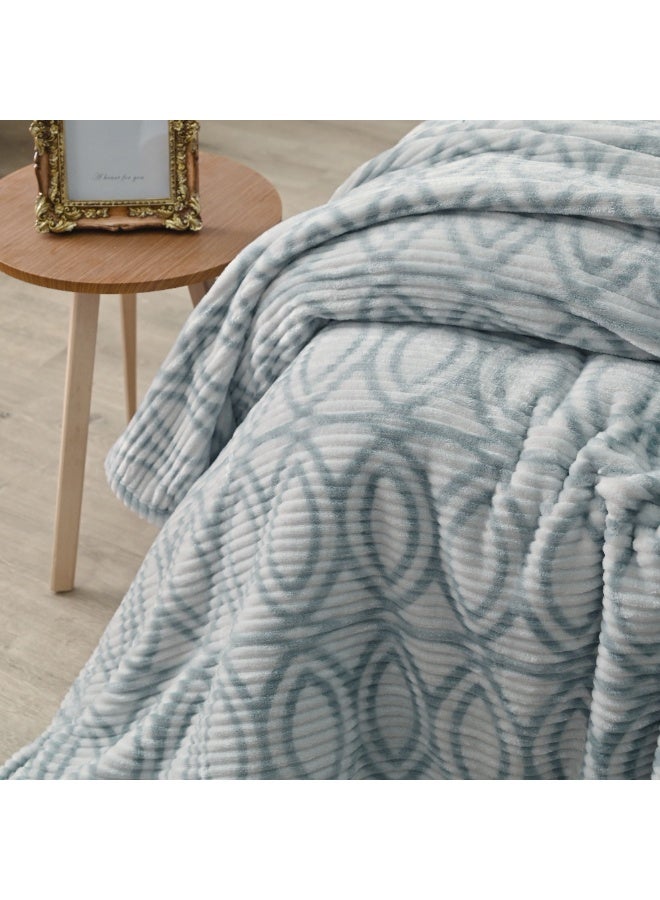 Morano Fluffy Blanket Printed Model 220X240Cm Ultra Soft Polyester Lightweight Cozy Warm Throw Textured Stripe Design Sofa Bed Cover Comfortable Fleece Winter Blanket, for Home and Bedding - Image 3