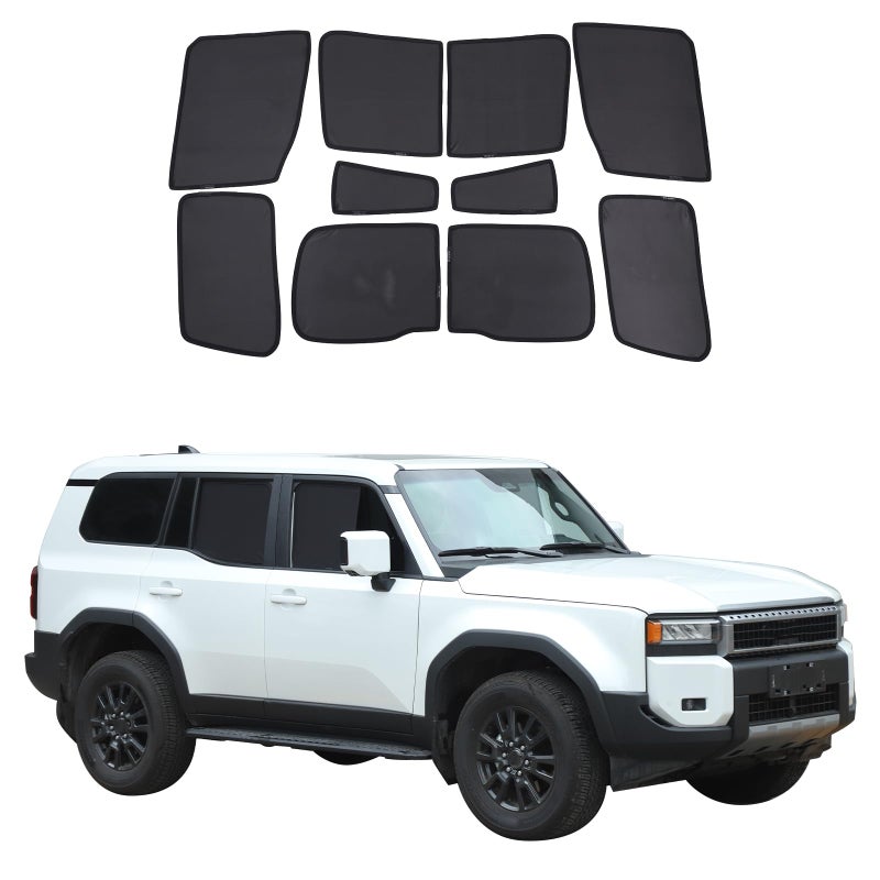 Car Full Window Shades Compatible with Toyota Land Cruiser 250 Prado J250 LC250 2024 2025 Accessories Window Screen Sun Shade Keeps Cooler UV Protection Breathable Mesh Window Covers
