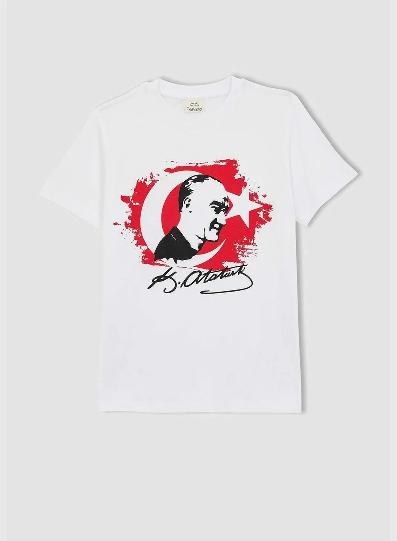 DeFacto Boy Crew Neck Atatürk Printed Short Sleeved T-Shirt