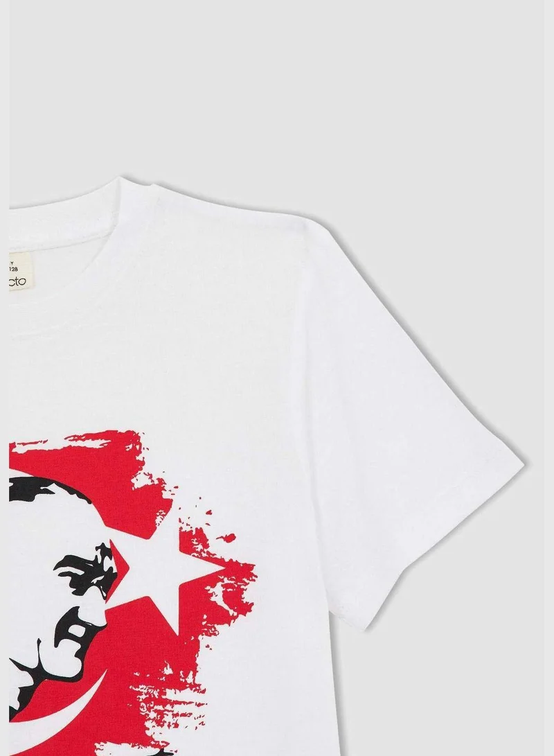 DeFacto Boy Crew Neck Atatürk Printed Short Sleeved T-Shirt