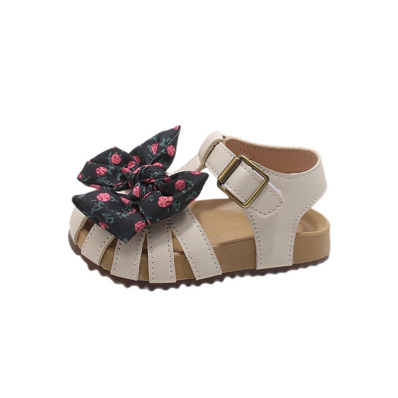 Baby Floral Bow Sandals 2026 Summer Style Kidsren''s Velcro Casual Shoes Girls'' Closed-Toe Princess Shoes - Image 3