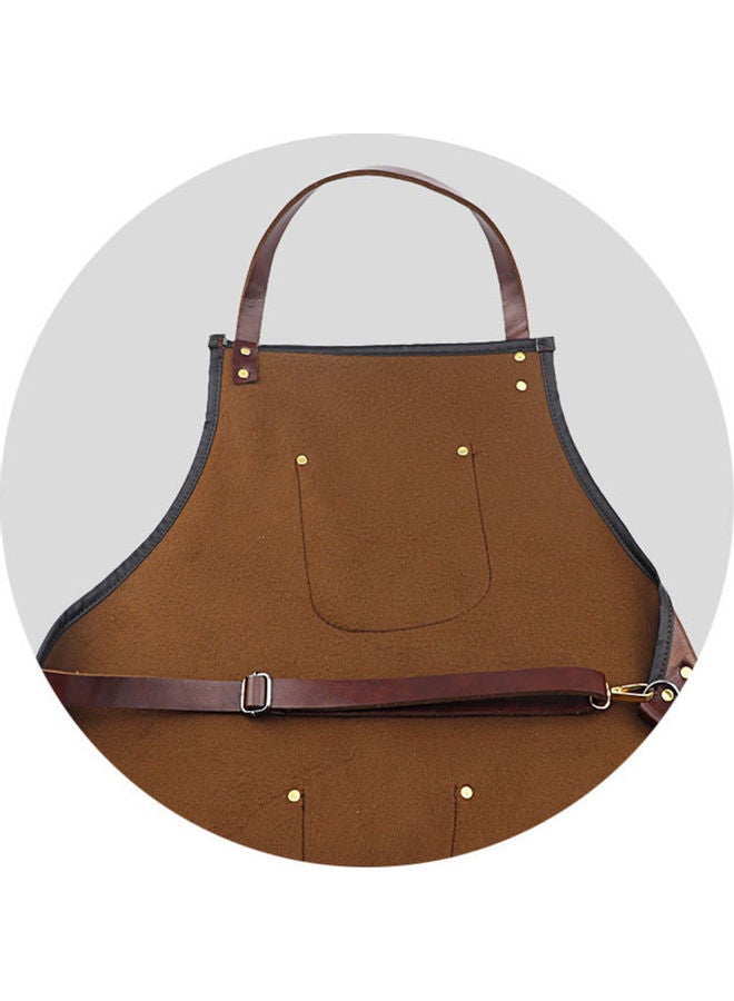 NIBEMINENT Waterproof Leather Barber Apron With Pockets Brown - Image 4