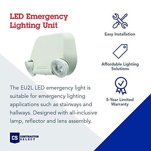 Lithonia Lighting Basics Low Profile Emergency Light, LED Emergency Lights for Business, Ceiling or Wall mount, White Thermoplastic, 120/277V Dual Voltage, Remote Capacity (EU2L REM M12) - Image 2