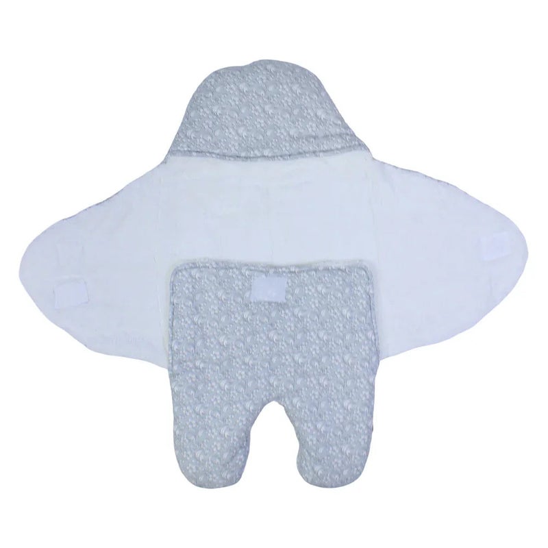 Junior Baby Girls Swaddle – Grey with Butterfly Design & Fur Lining - Image 3