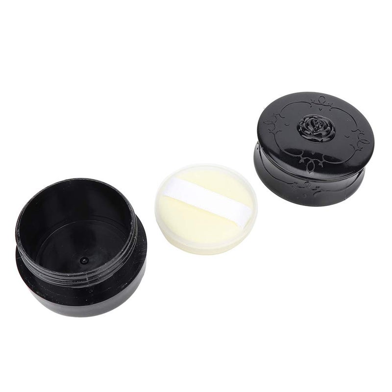 Ymiko Empty Loose Powder, Powder Puff Container Vintage Rose Empty Makeup Loose Powder Dispenser Box Cosmetic Case With Powder Puff Black (Black) Powder Puff And Container - Image 3