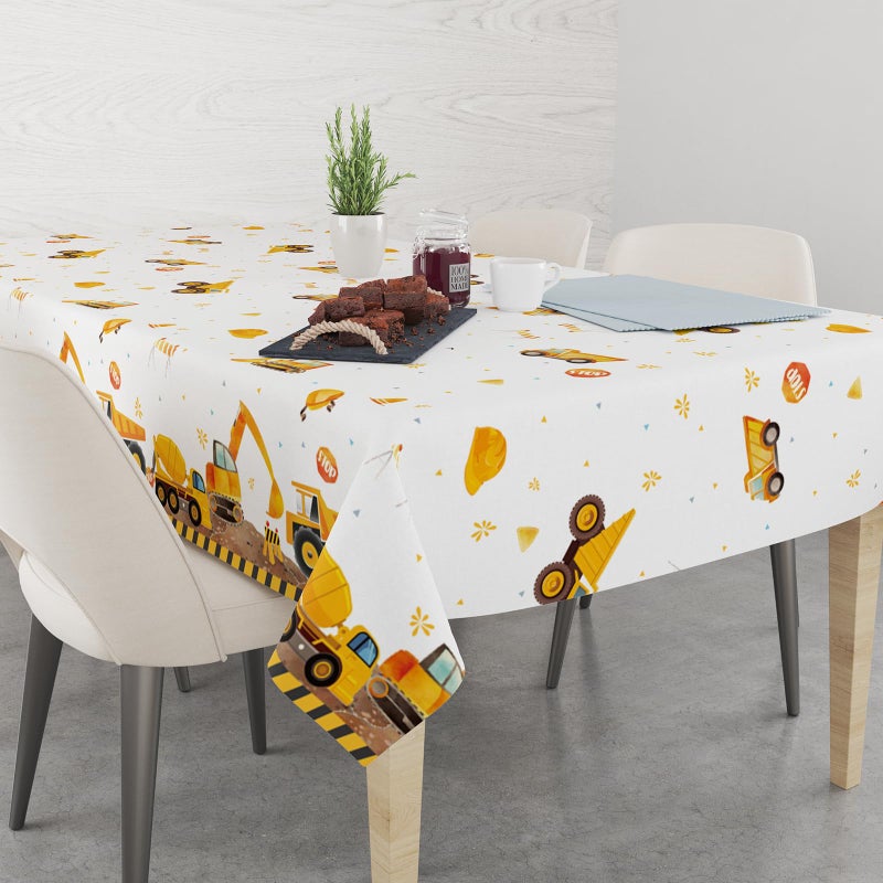 Zharkoo 2 Pack Construction Party Tablecloth for Kids, Digger and Excavator Theme Table Cover, 108x54 Inch Truck Birthday Party Decors for Boys, Rectangle Waterproof Table Cloth - Image 5