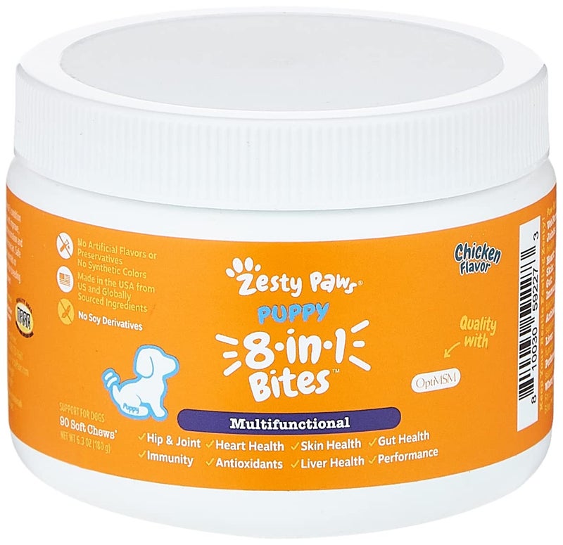 Zesty Paws Dog Multivitamin, Chewable Dog Vitamins and Supplements for Hip & Joints, Skin & Coat, Omega 3 Fish Oil for Dogs- Puppy Multivitamin - Chicken Puppy Bites- 90ct - Image 4