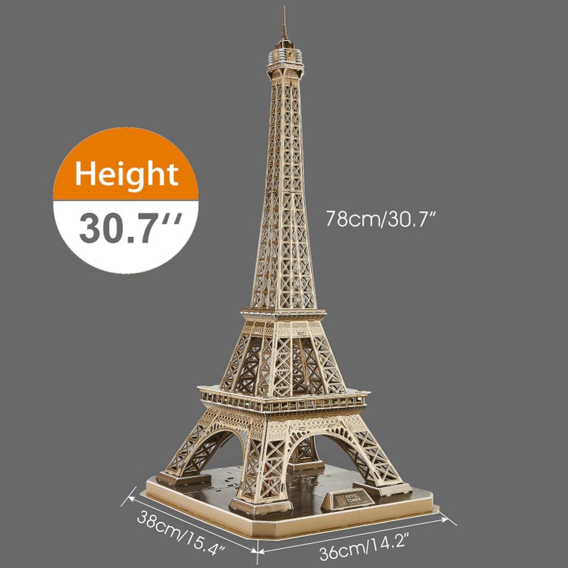CubicFun 3D Puzzle for Adults Eiffel Tower with Shining LED Lights, Romantic Paris Architecture Model Building Kits Decor, Gift for Women Men, 84 Pieces - Image 5
