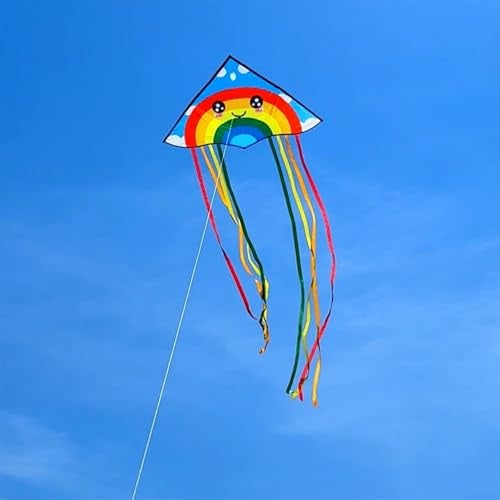 Honbo Huge Rainbow Delta Kites for Kids and Adults60 Wide with 95 Long Tail Easy Flyer Kit Line and Swivel Included Good for Outdoor Games and Summer The Beach Toys for Kids - Image 5