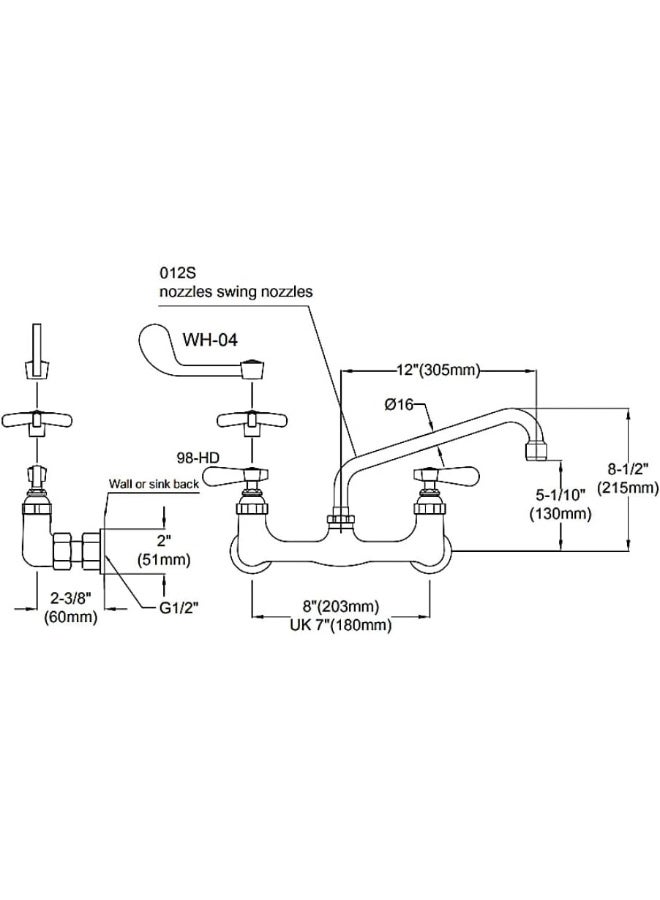 SOFIA Refrigeration Wall Mounted Faucet with Swing Spout - Image 2