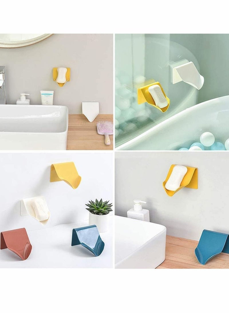 Soap Dish, Self Draining Bar Holder Shower, 4 pcs Novel and Convenient Saver, White, Blue, Brick Red, Yellow Bathroom Slim Compact Dish Storage for - Image 2