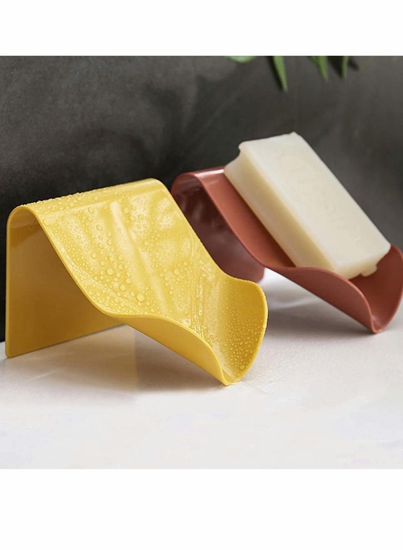 Soap Dish, Self Draining Bar Holder Shower, 4 pcs Novel and Convenient Saver, White, Blue, Brick Red, Yellow Bathroom Slim Compact Dish Storage for - Image 5