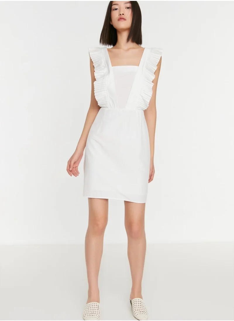 trendyol Square Neck Ruffle Detail Dress