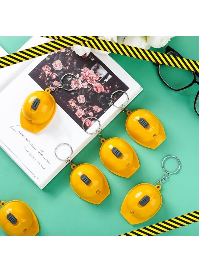 Bonuci Construction Party Favors Mini Flashlight Keychain Miniature Construction Helmet Flashlight Small Safety Hat Keychain for Man Construction Themed Birthday Party Gifts Prizes Supplies(12 Pcs) - Image 5