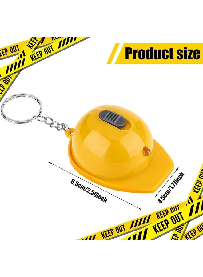 Bonuci Construction Party Favors Mini Flashlight Keychain Miniature Construction Helmet Flashlight Small Safety Hat Keychain for Man Construction Themed Birthday Party Gifts Prizes Supplies(12 Pcs) - Image 3
