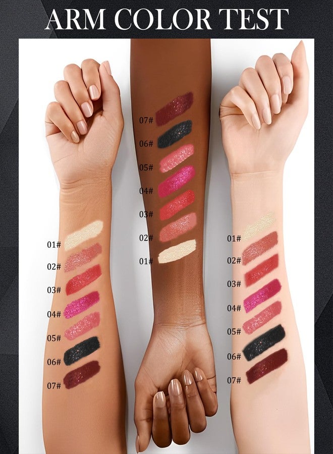 LYSdefeu Diamond Glitter Matte Lipstick, Gothic Shiny Lip Gloss, Wine Red Sparkling High Pigment Longlasting Waterproof Smudgeproof Non-Stick Lipstick, Bold Shimmer Lip Blam for Women Lip Makeup-07 - Image 5