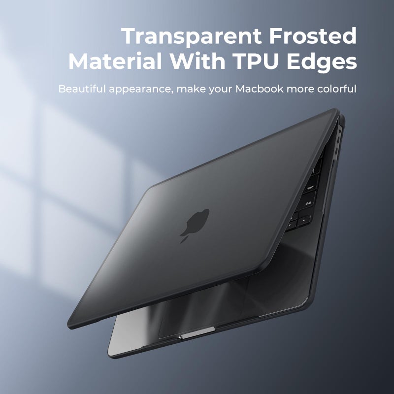 BlueSwan حافظة صلبة مضادة للتشقق من بلو سوان متوافقة مع ماك بوك برو 13 بوصة، M2/M1 2025 2022-2017 A2338 A2289 A2251 A2159 A1989 A1706 A1708، واقي TPU ناعم مضاد لبصمات الأصابع، أسود مطفي - Image 3