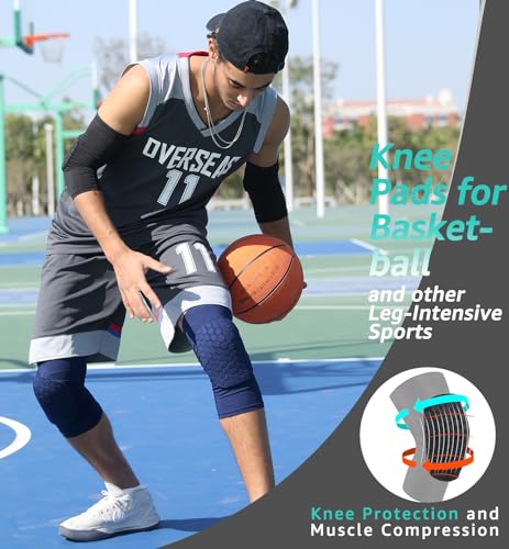 HiRui Knee Pads for Kids Youth Adult, Basketball Baseball Knee Brace Knee Support, Collision Avoidance Kneepad Compression Knee Sleeve for Volleyball Football Cycling Running-1Pair (Navy Blue, 2XL) - Image 2