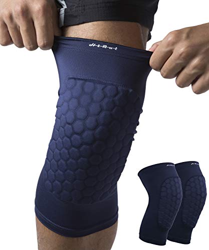 HiRui Knee Pads for Kids Youth Adult, Basketball Baseball Knee Brace Knee Support, Collision Avoidance Kneepad Compression Knee Sleeve for Volleyball Football Cycling Running-1Pair (Navy Blue, 2XL) - Image 1