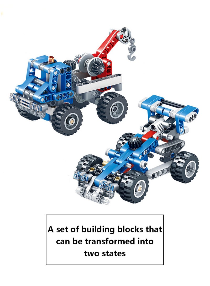 Loquat Children's Science And Education Plastic Toys Power Principle Engineering Machinery Set Small Particle Building Blocks(Motorcycle, Crane Dual Form) - Image 2