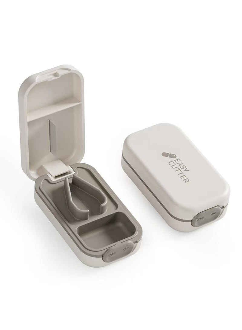 ​Food-Grade Pill Cutter: 2-in-1 Tablet Splitter & Organizer with Child-Proof Lock - White - Image 1