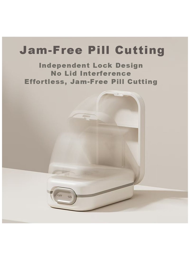 ​Food-Grade Pill Cutter: 2-in-1 Tablet Splitter & Organizer with Child-Proof Lock - White - Image 3