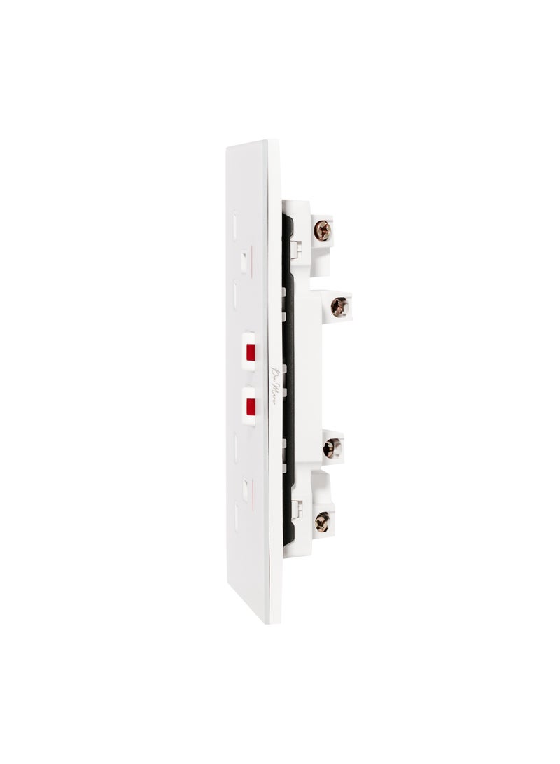 Donmarco 2 Gang Double UK Socket 13A - Ultra Thin Glass, Fire-Resistant , 15-Year Warranty – Elegant and Durable Power Outlet for Home and Office (Matt White) | Wall Socket Power Outlet  - Image 3