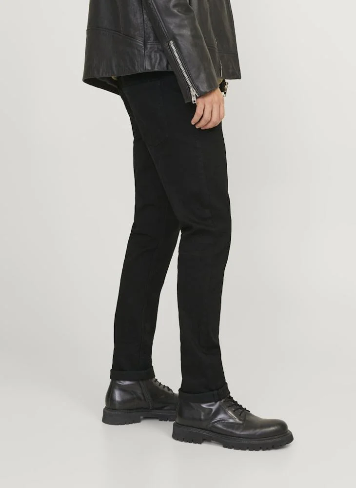 JACK & JONES black denim Dark Washed Slim Fit Jeans for Men | Best Price UAE