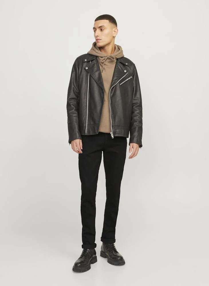 JACK & JONES black denim Dark Washed Slim Fit Jeans for Men | Best Price UAE