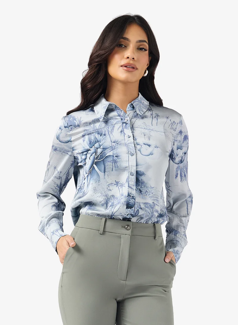 GUESS Printed Button Down Shirt