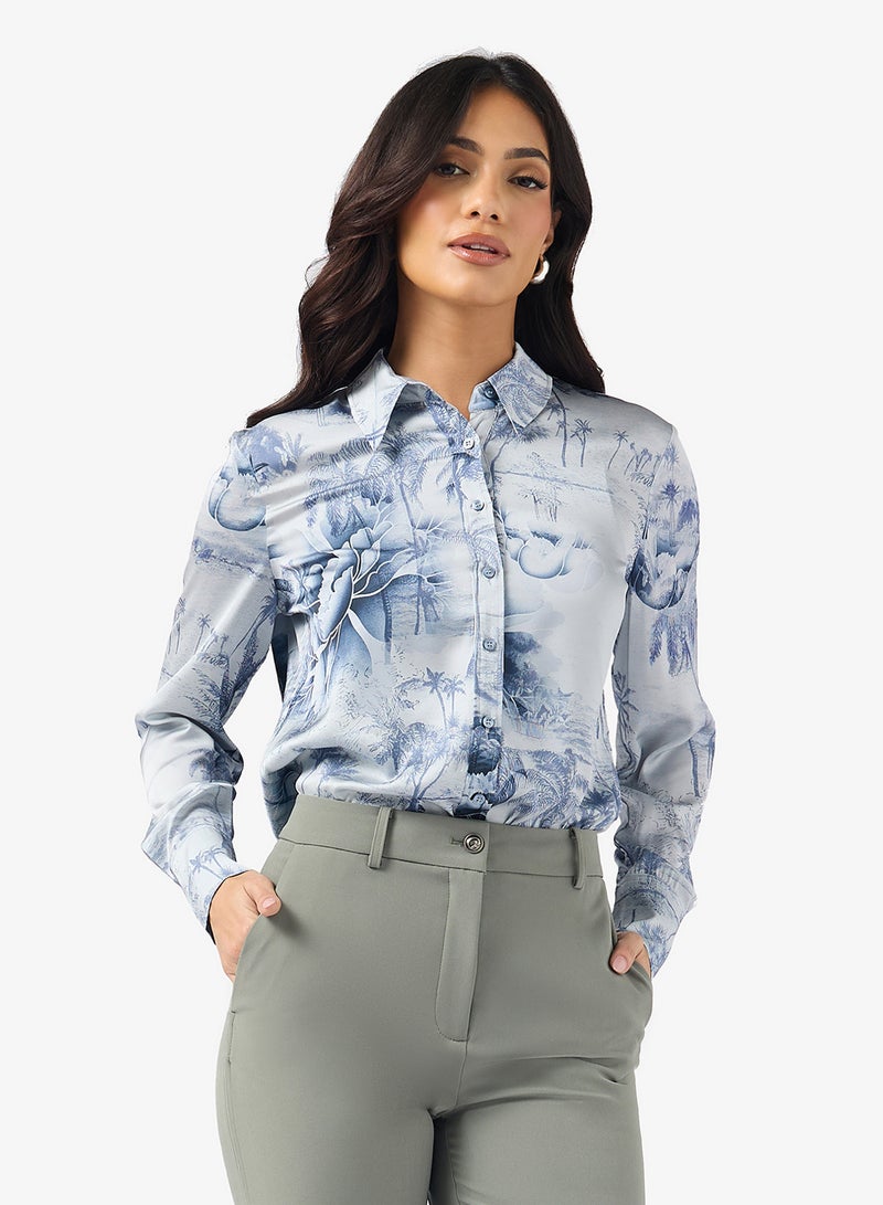 GUESS Printed Button Down Shirt - Image 1