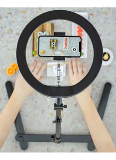 XiuWoo 10 inch Photography Ring Light with Desk Stand and Phone Holder, Desktop LED Circle Light, Phone Ring Light for Selfie, Makeup, Live Streaming  - Image 2