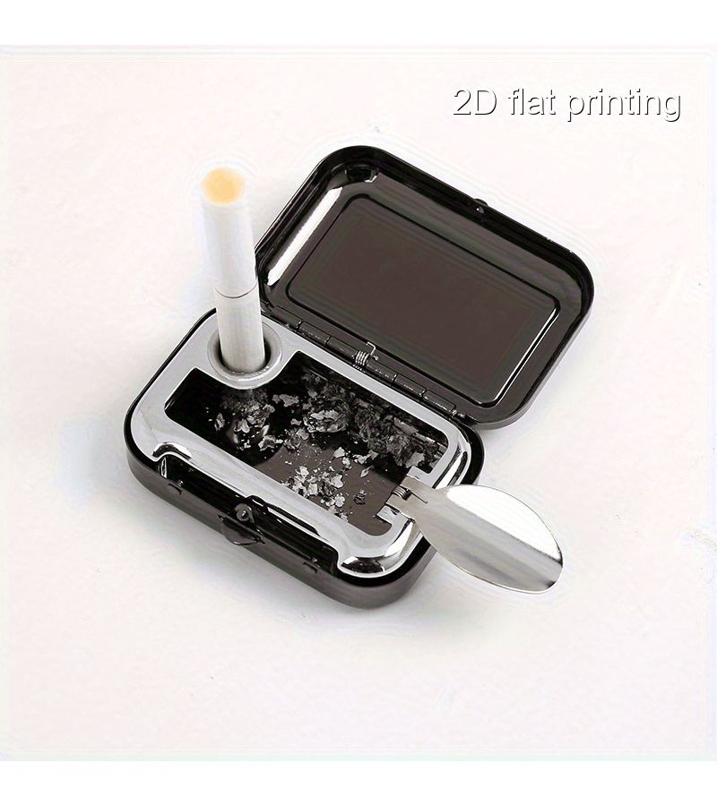 Pink Portable Sun Moon Ashtray Square Metal Compact Cigarette Case - Image 5