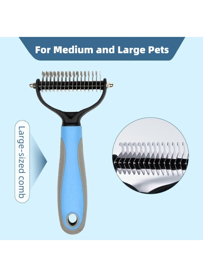 Dog Brush - Double Sided Deshedding Dematting Tool - Cat Brush Undercoat Rake - Dog Brushes Shedding Hair - Dog Grooming Brush Long Haired Cats - Cat Grooming Brush Pet Comb, Blue - Image 5