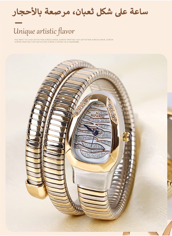 BIFANXI Women's Fashion Watch, Snake-Shaped Diamond Design Quartz Watch ,Fashionable and Versatile Diamond Watch  - Image 2