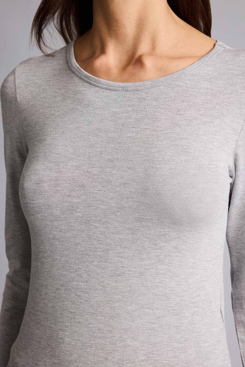 DeFacto Grey Woman Crew Neck Long Sleeve Pajama Top Casual - Image 4