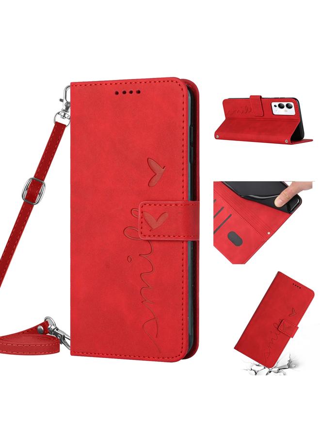 Zaboon Case For Infinix Note 12i Skin Feel Heart Pattern Leather Phone Case with Lanyard - Image 1