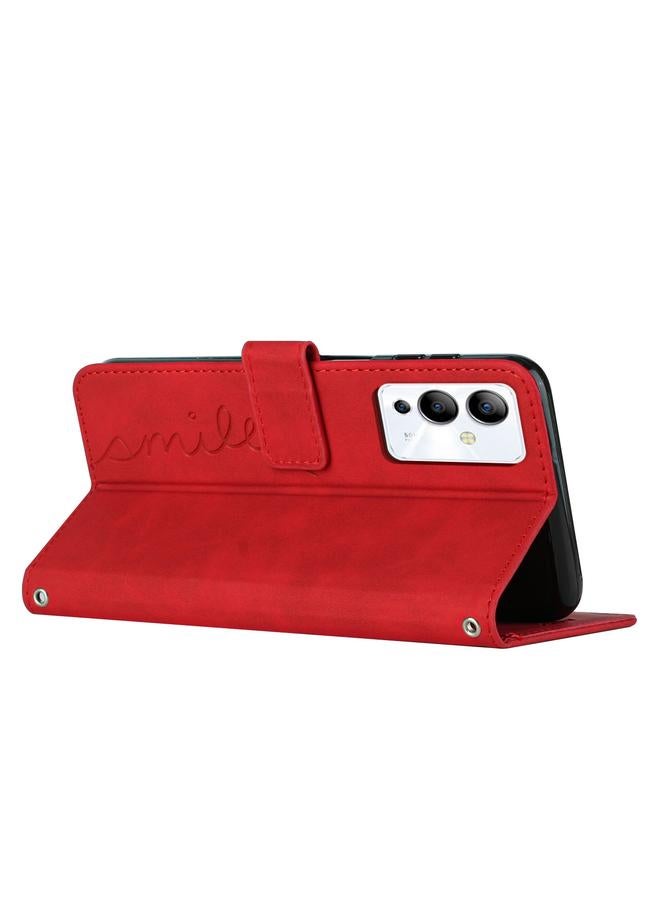 Zaboon Case For Infinix Note 12i Skin Feel Heart Pattern Leather Phone Case with Lanyard - Image 3