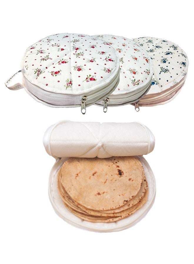 WRAPZY Cotton Roti Cover with Zip | Round Roti Cloth for Keeping Rotis Soft & Fresh | Used for Roti, Paratha, Puri, Naan & Bread | Washable & Reusable | 3 Colour Variants (BLUE, PACK OF:2) - Image 1