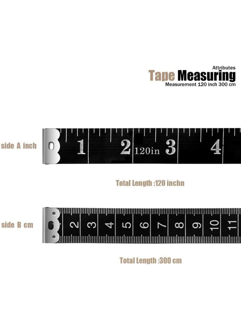 BUSHIBU Tape Measure Body Measuring Tape, 120 Inch Soft Fabric Measuring Tape for Sewing Cloth Measurement, Double Scale Tailor Ruler for Weight Loss Medical Measurement Nursing Craft(2 Pack/Black) - Image 4