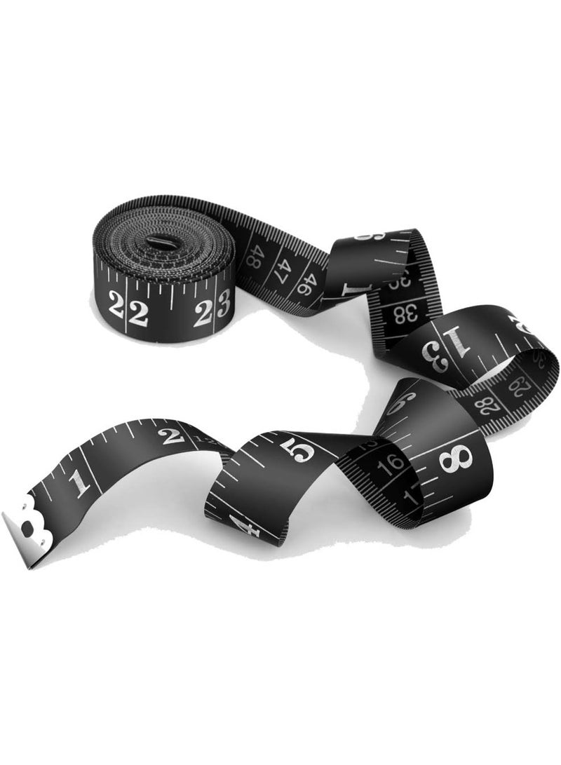 BUSHIBU Tape Measure Body Measuring Tape, 120 Inch Soft Fabric Measuring Tape for Sewing Cloth Measurement, Double Scale Tailor Ruler for Weight Loss Medical Measurement Nursing Craft(2 Pack/Black) - Image 2