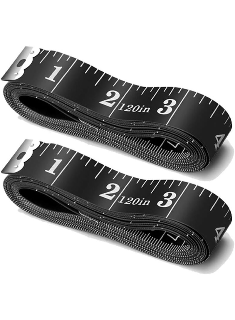 BUSHIBU Tape Measure Body Measuring Tape, 120 Inch Soft Fabric Measuring Tape for Sewing Cloth Measurement, Double Scale Tailor Ruler for Weight Loss Medical Measurement Nursing Craft(2 Pack/Black) - Image 1