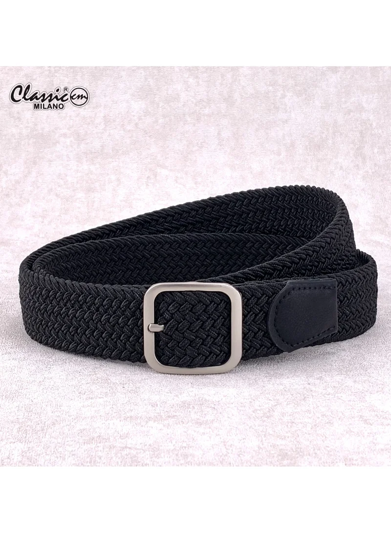 Classic Milano Braided Cotton Elastic Stretch Belt for Men & Women, Woven Canvas Web Belt with Gift Box, Adjustable Men's Belt | Full Length: 110CM (Free Size - Fits up to the waist of 40 Inches / 100 CM)