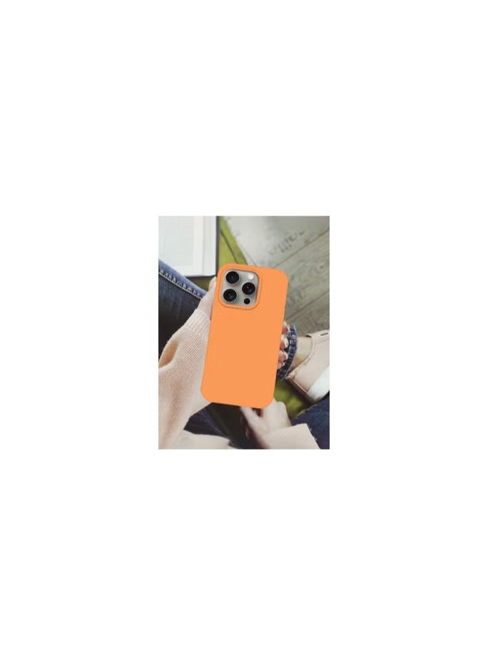 CATANES iPhone 15 Pro Case Silicone Case Full Body Protective Cover Shockproof Slim Phone Case Anti-Scratch Soft Microfiber Lining Orange - Image 1
