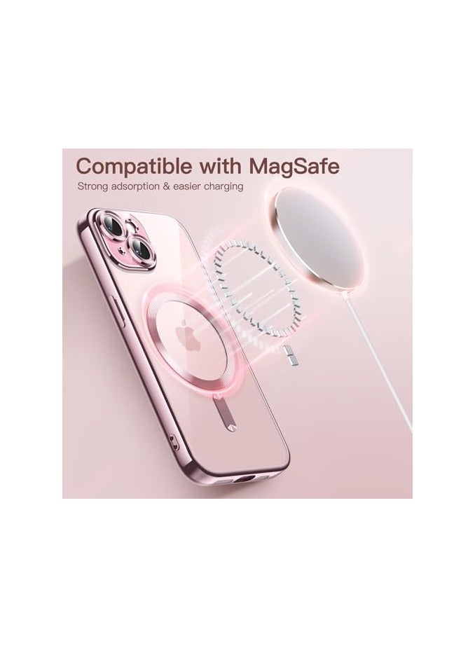 JETech Soft Clear Case for iPhone 15 6.1-Inch, Camera Lens Full Protection, Compatible with MagSafe Wireless Charging, Shockproof Electroplated TPU Phone Cover (Pink) - Image 3