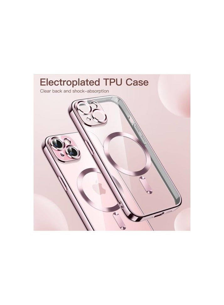 JETech Soft Clear Case for iPhone 15 6.1-Inch, Camera Lens Full Protection, Compatible with MagSafe Wireless Charging, Shockproof Electroplated TPU Phone Cover (Pink) - Image 4
