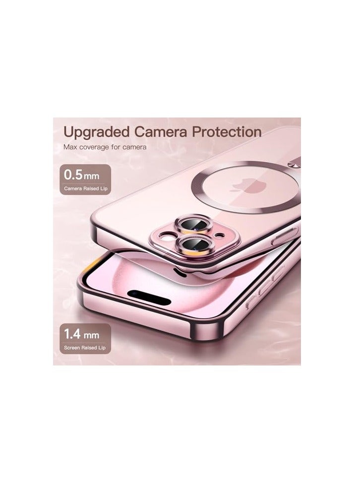 JETech Soft Clear Case for iPhone 15 6.1-Inch, Camera Lens Full Protection, Compatible with MagSafe Wireless Charging, Shockproof Electroplated TPU Phone Cover (Pink) - Image 5