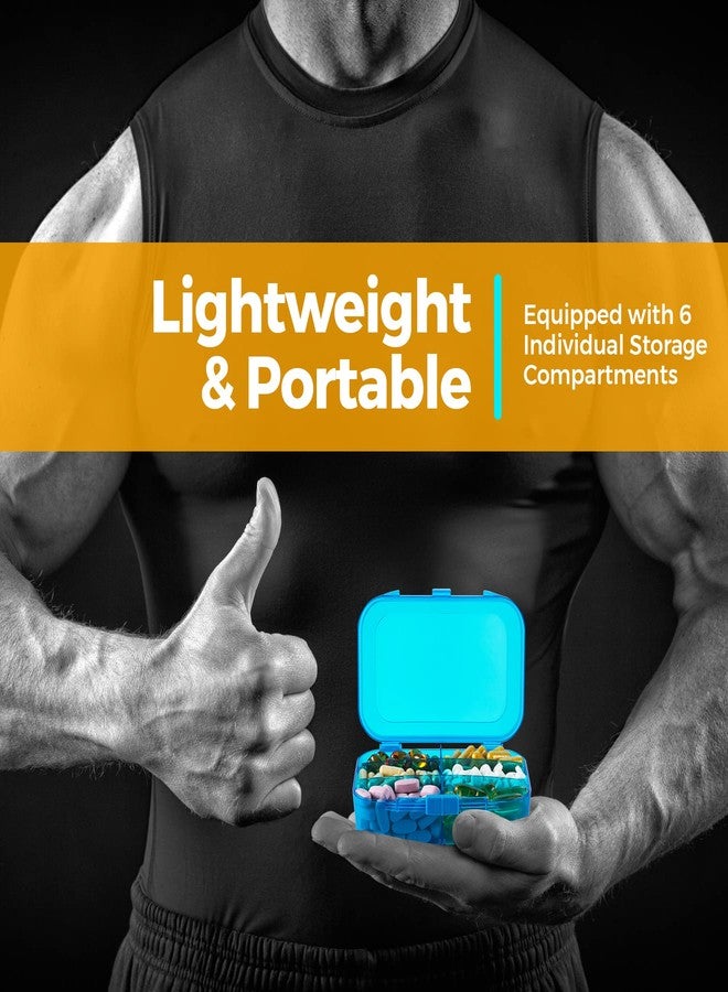 MEDca Pill Organizer Case - (Pack of 2) Portable 6 Compartment Daily Travel Medicine Reminder Box for Your Pills, Medications, Supplements, Vitamins and Fish Oils, Blue - Image 4